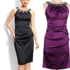 Suzi Chin for Maggy Boutique Purple Beaded Collar Formal Dress Size 12
